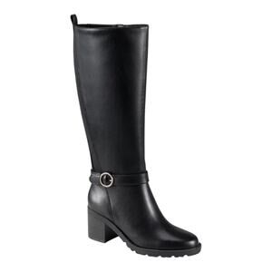 Baretraps Women's Dylia Ankle Strap Knee High Block Heel Boots Black Size 6 M
